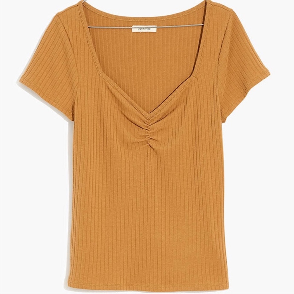 Madewell Women’s Toffee Mustard Ribbed Sweetheart Tee